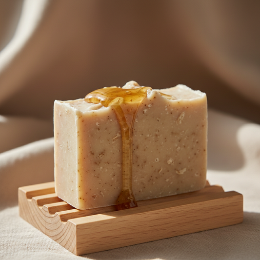 Realistic handmade oatmeal soap photo